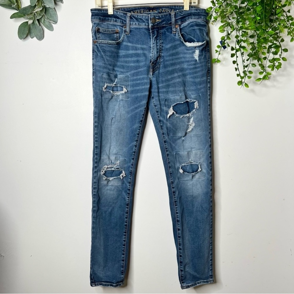 American Eagle skinny next level flex men's distressed jeans 33x32